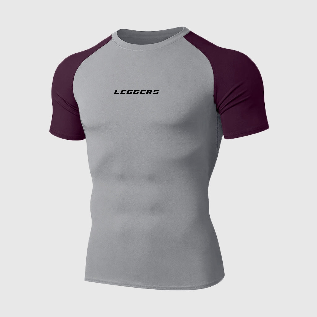 M-Fit Gray/Purple H/S Compression TEE