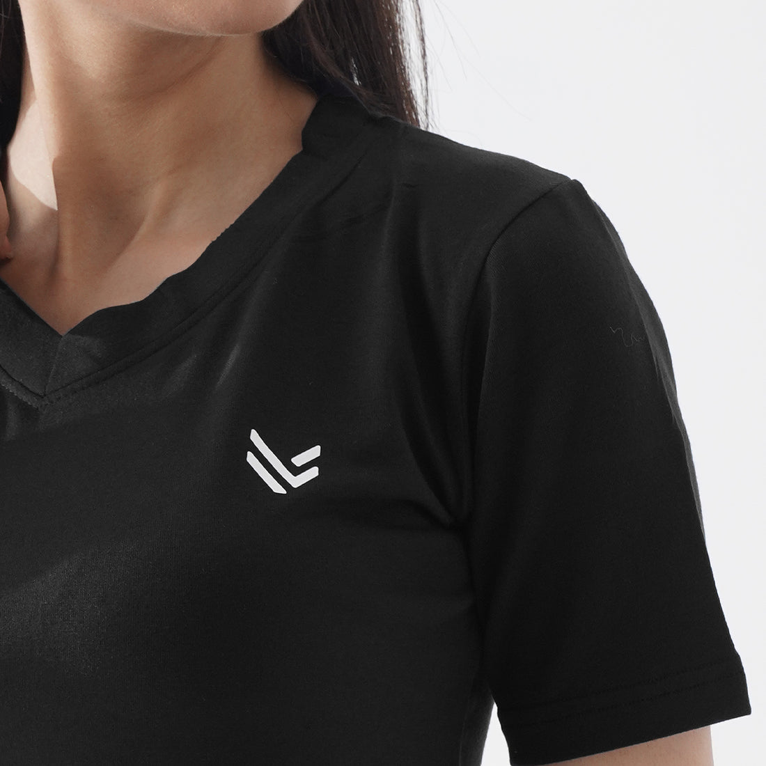 V-Neck Black Women H/S Tee