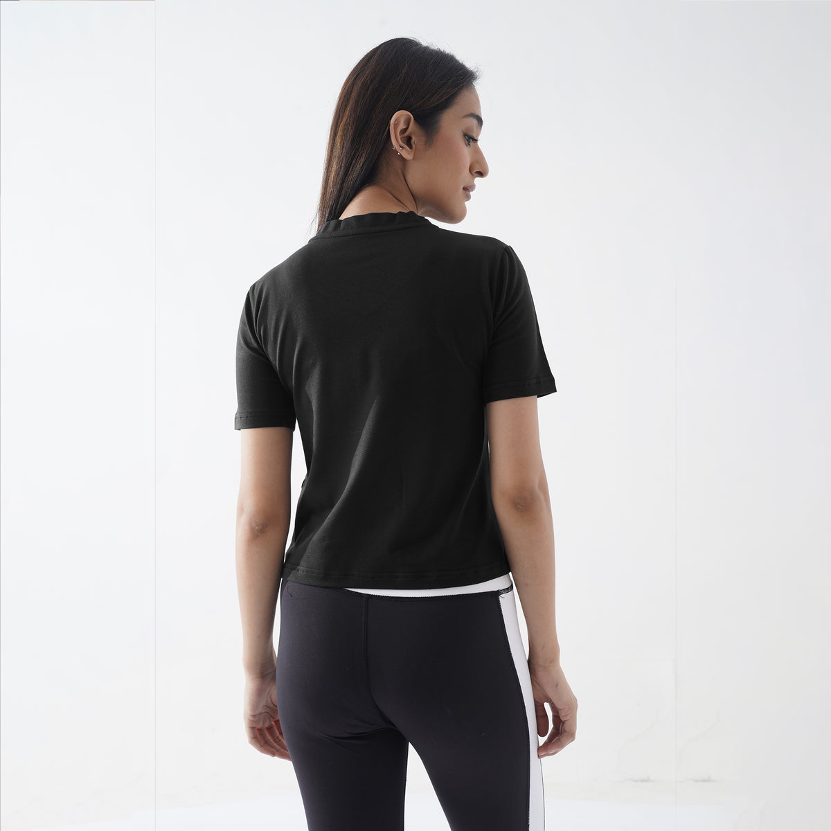 V-Neck Black Women H/S Tee