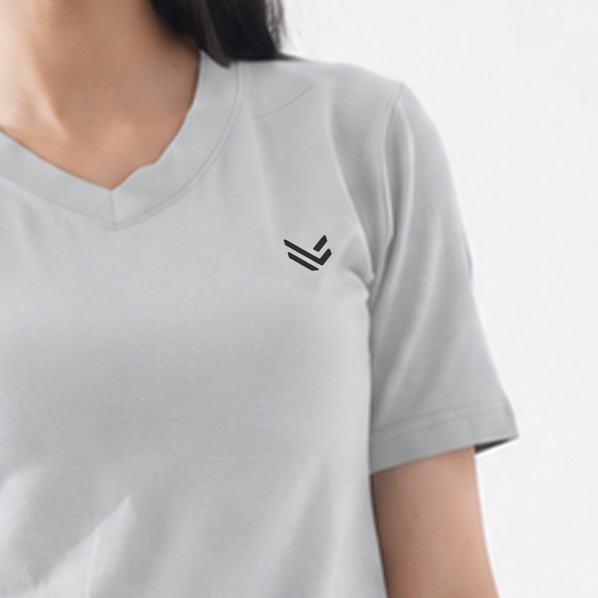 V-Neck Grey Women H/S Tee