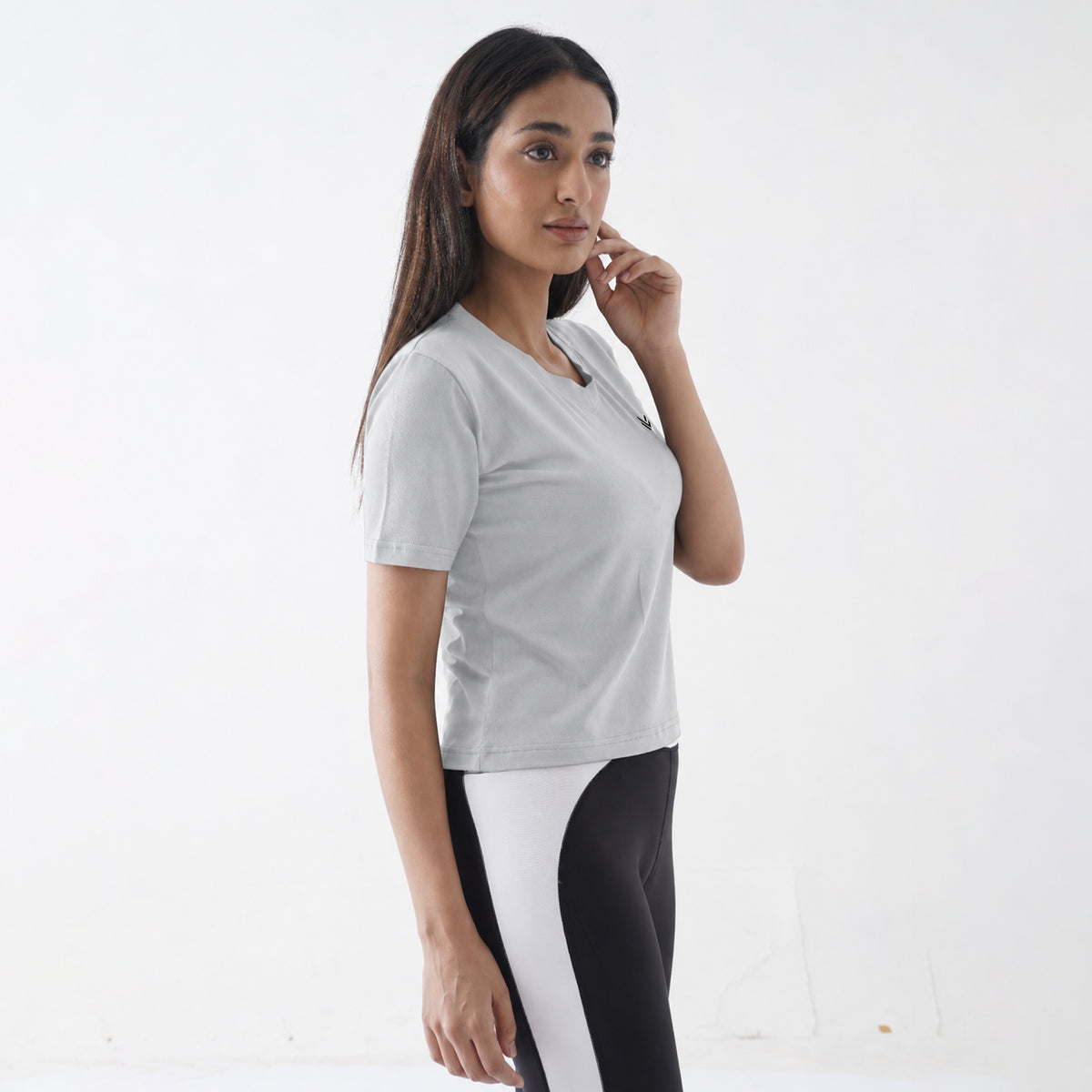 V-Neck Grey Women H/S Tee