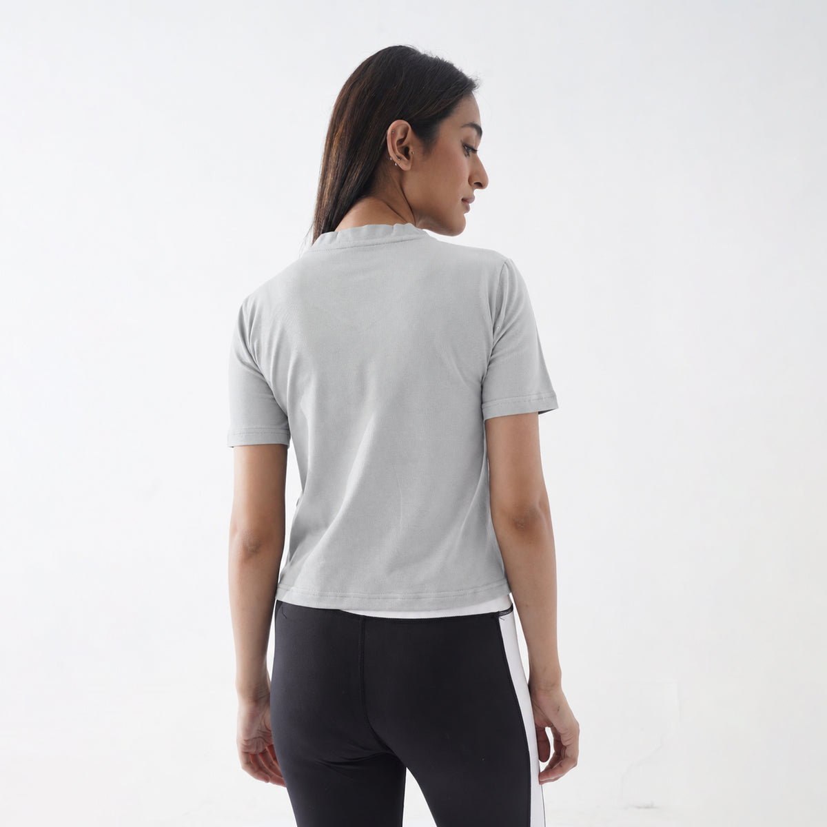 V-Neck Grey Women H/S Tee