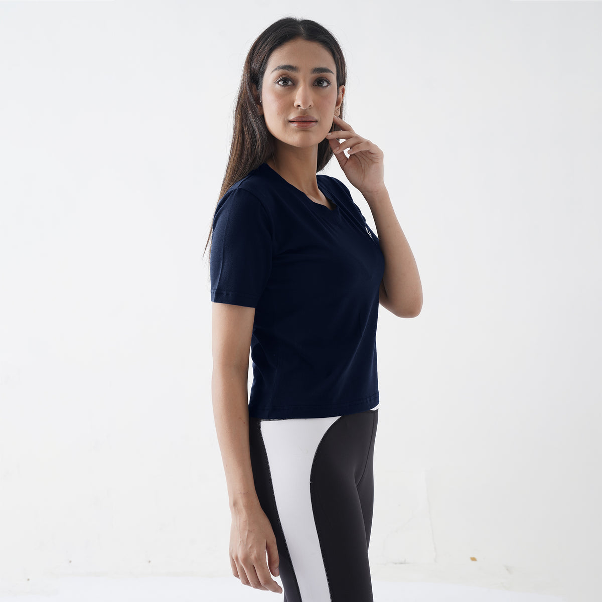 V-Neck Navy Women H/S Tee