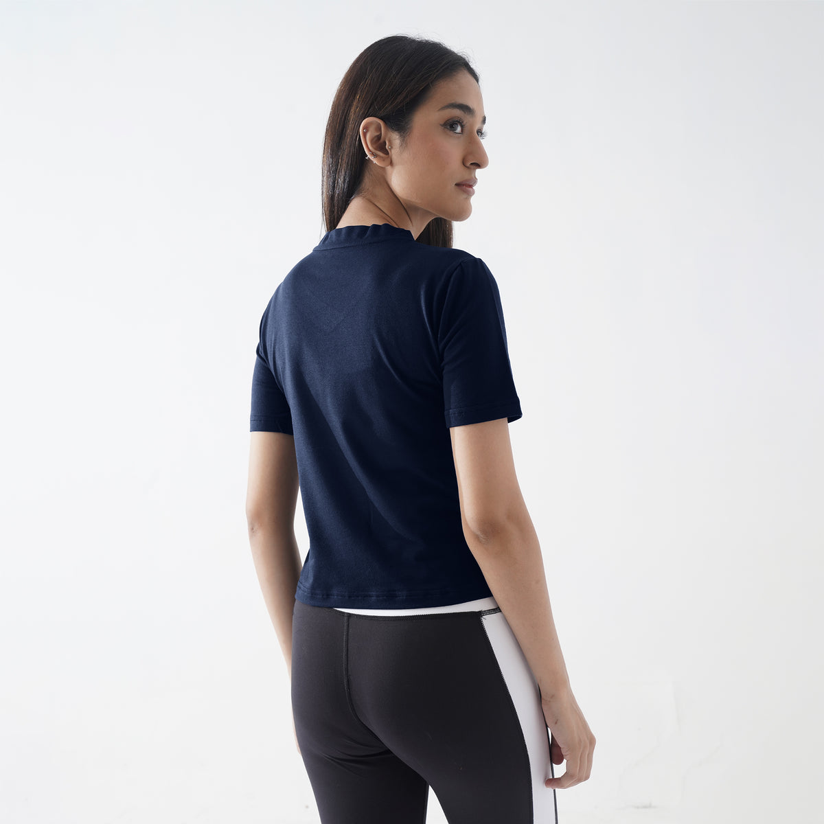 V-Neck Navy Women H/S Tee