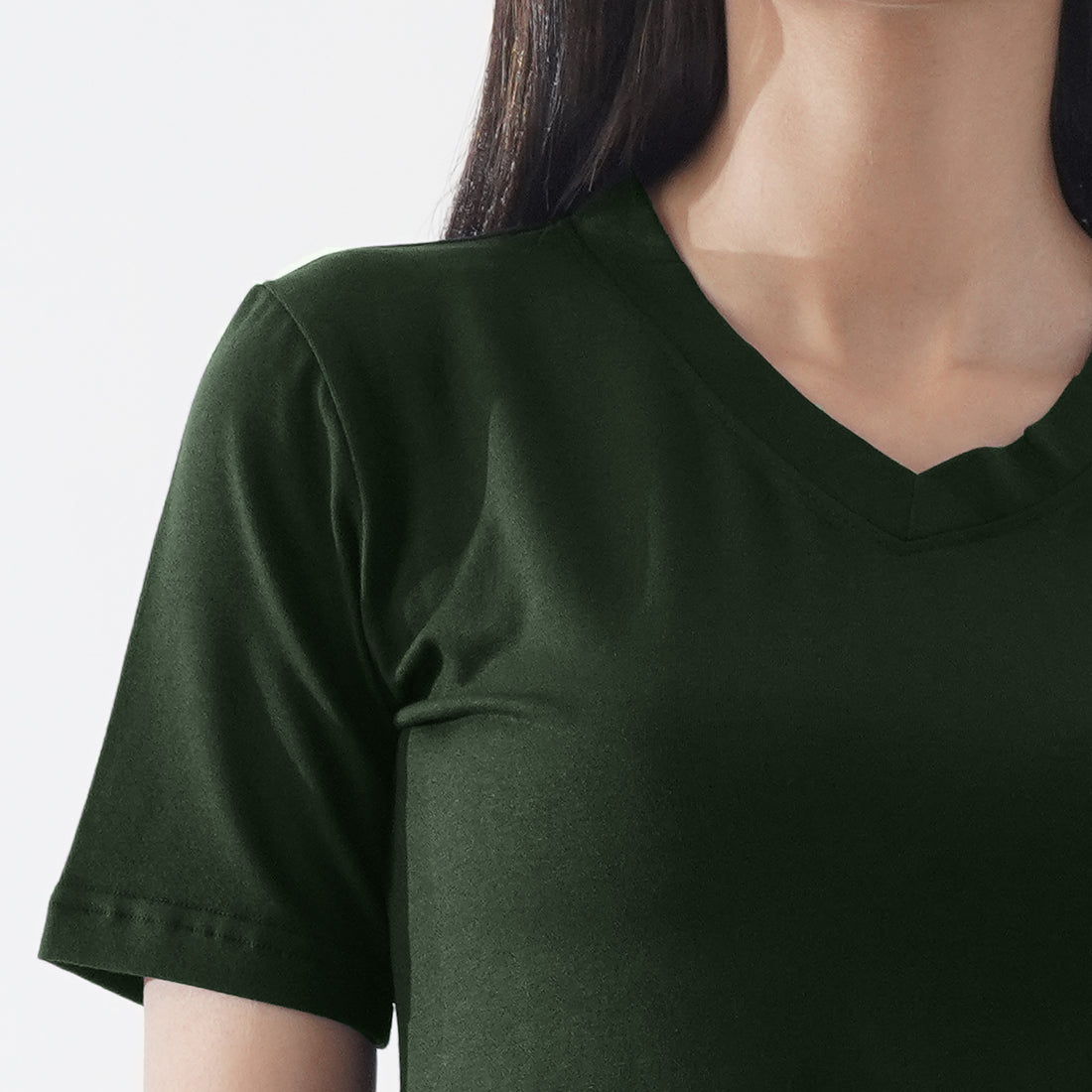 V-Neck Olive Women H/S Tee