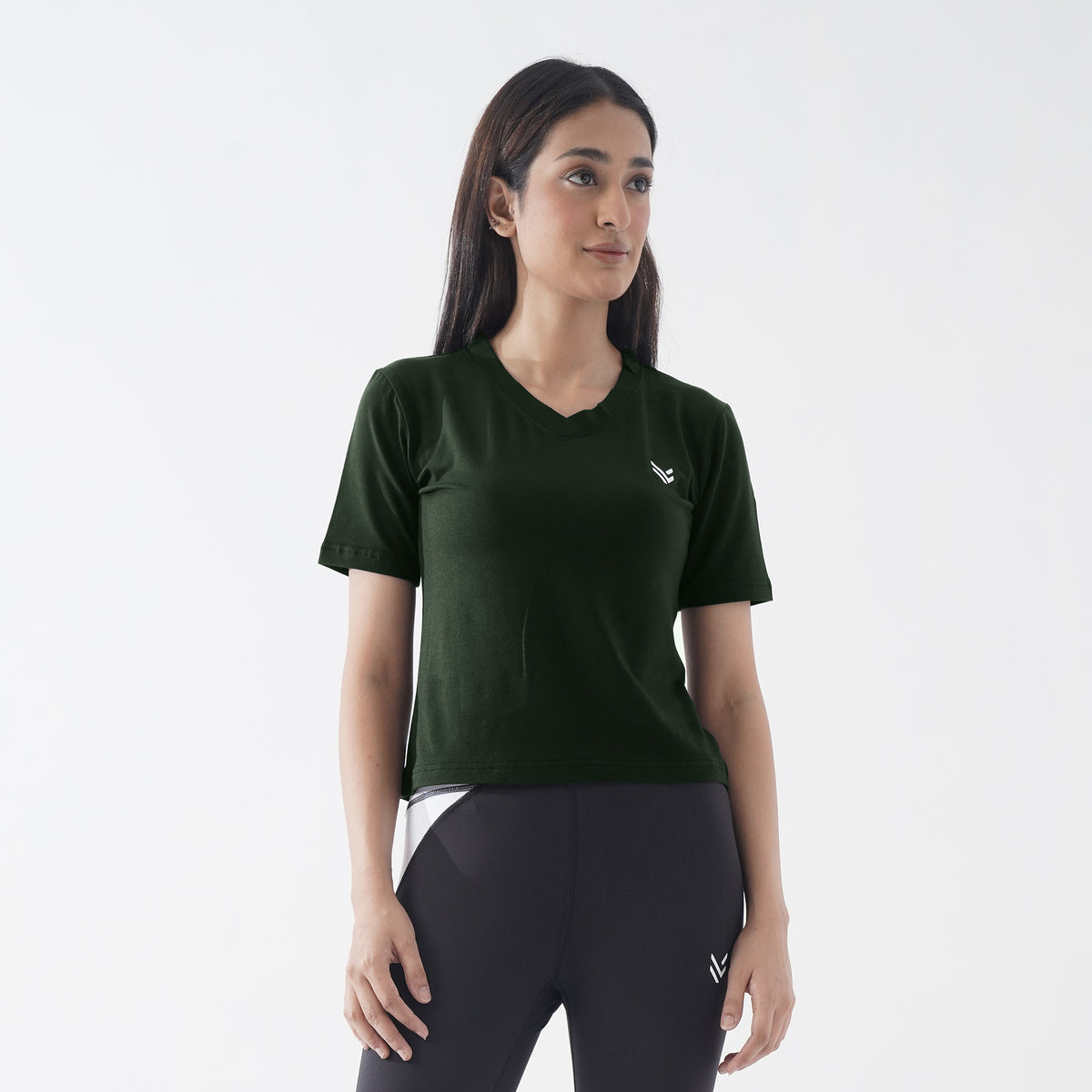 V-Neck Olive Women H/S Tee
