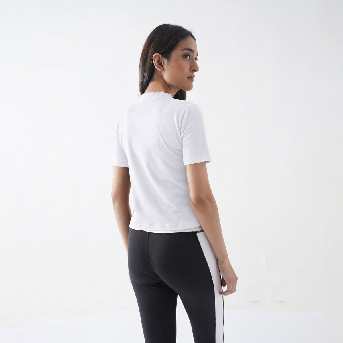V-Neck White Women H/S Tee