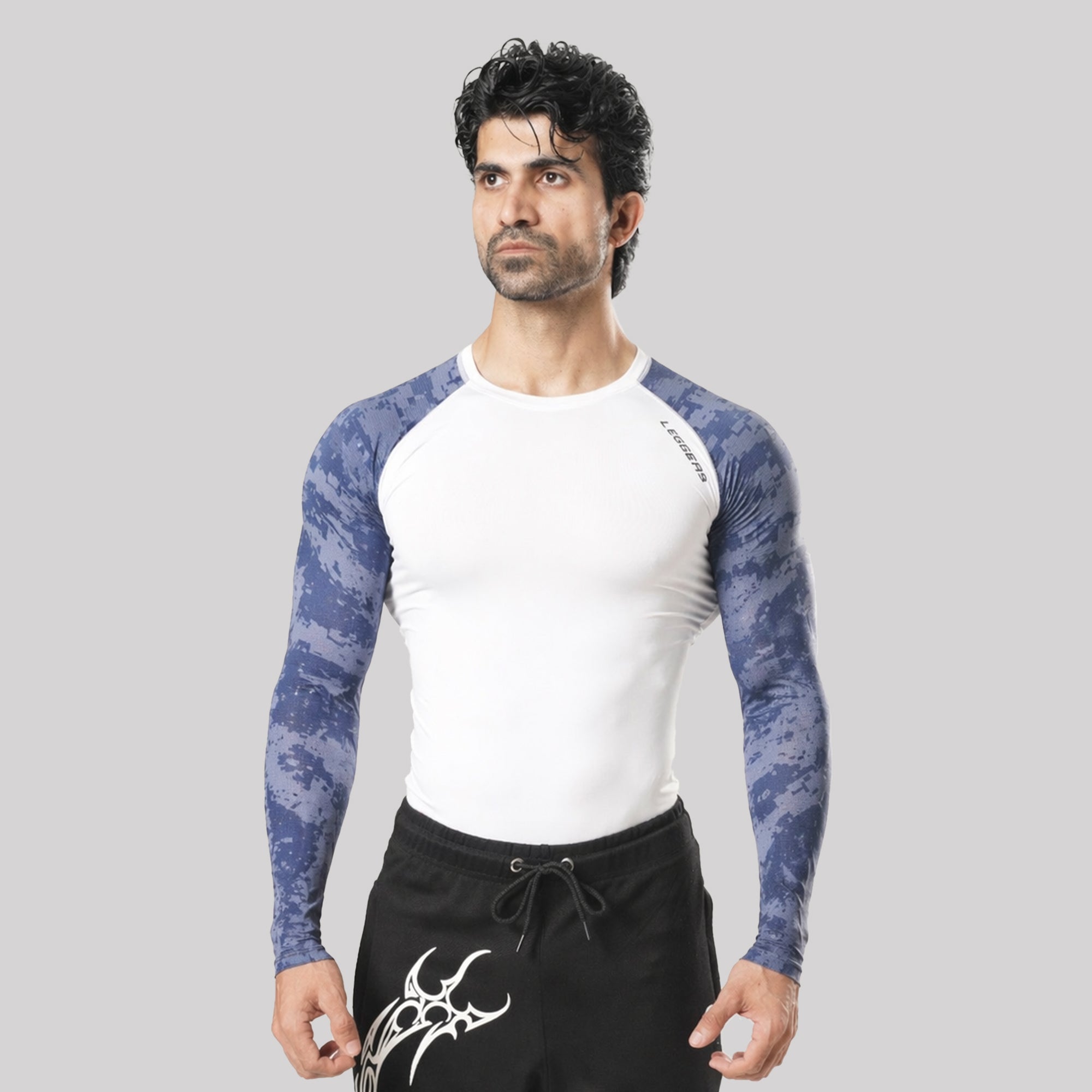 Velocity White-Blue F/S Compression Shirt