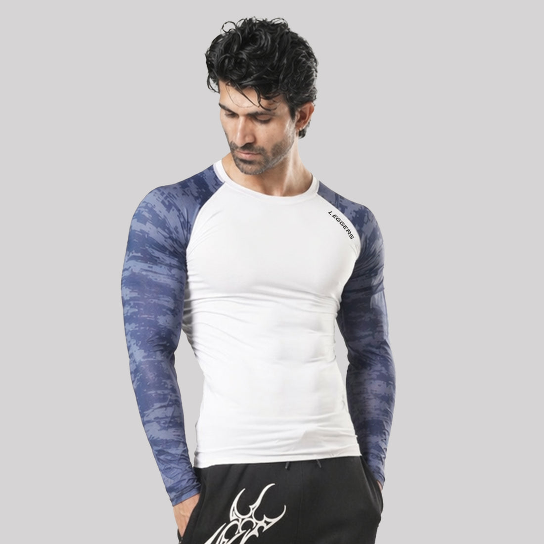 Velocity White-Blue F/S Compression Shirt