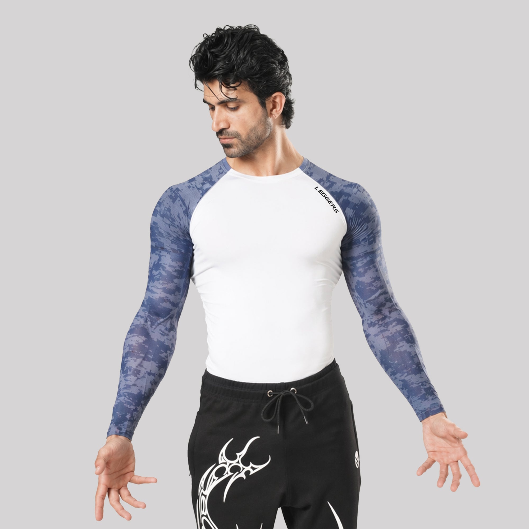 Velocity White-Blue F/S Compression Shirt