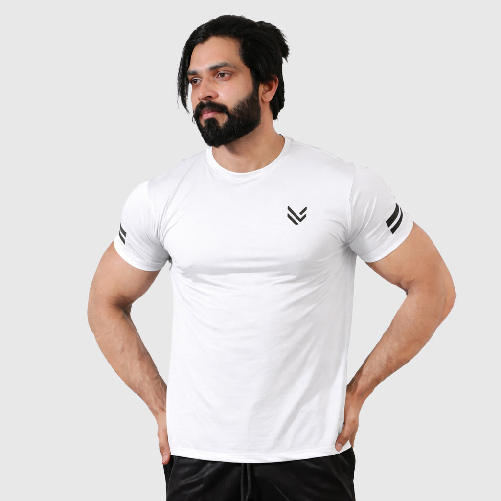 Shoulder Strip White H/S TEE