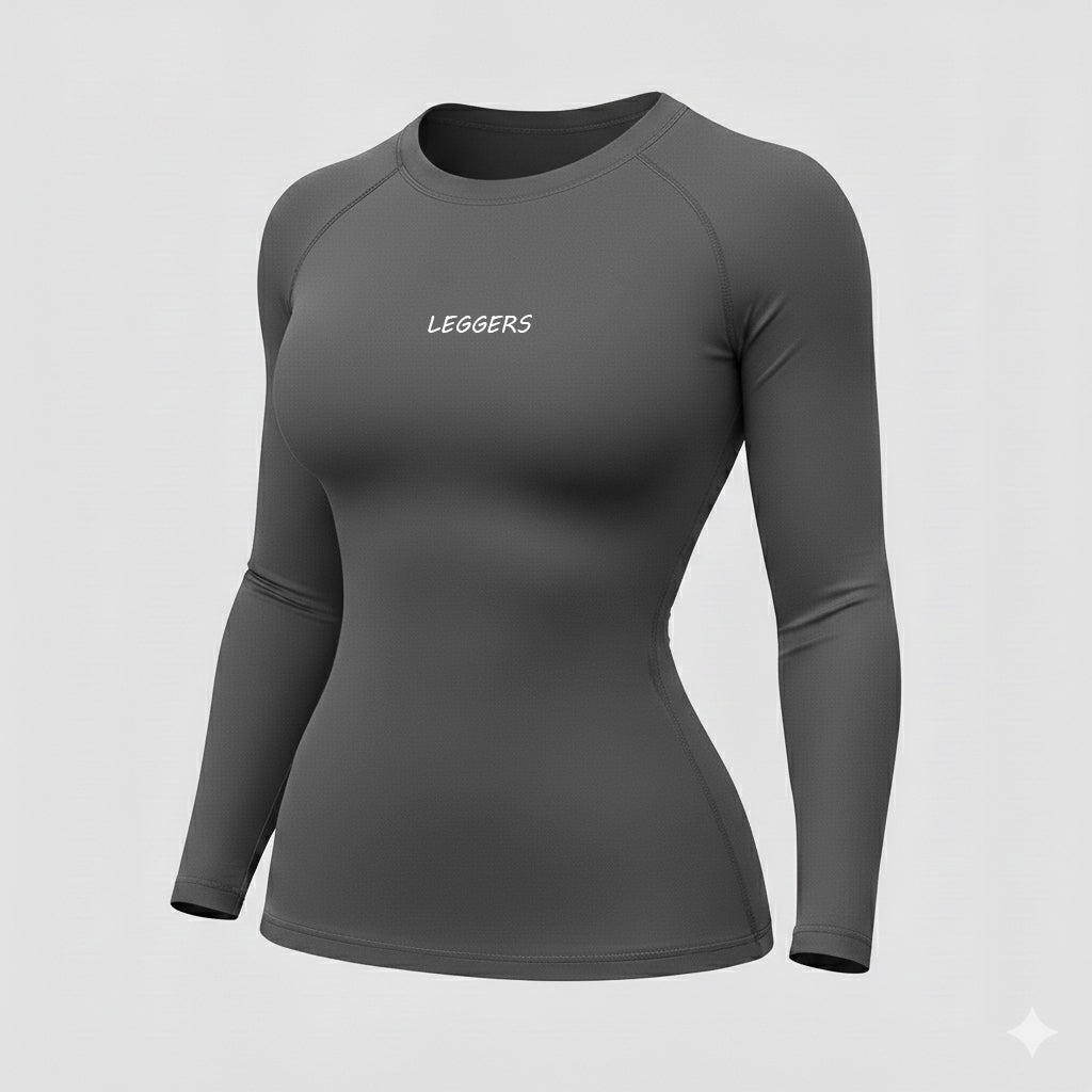 Women Grey Compression Full-Sleeve