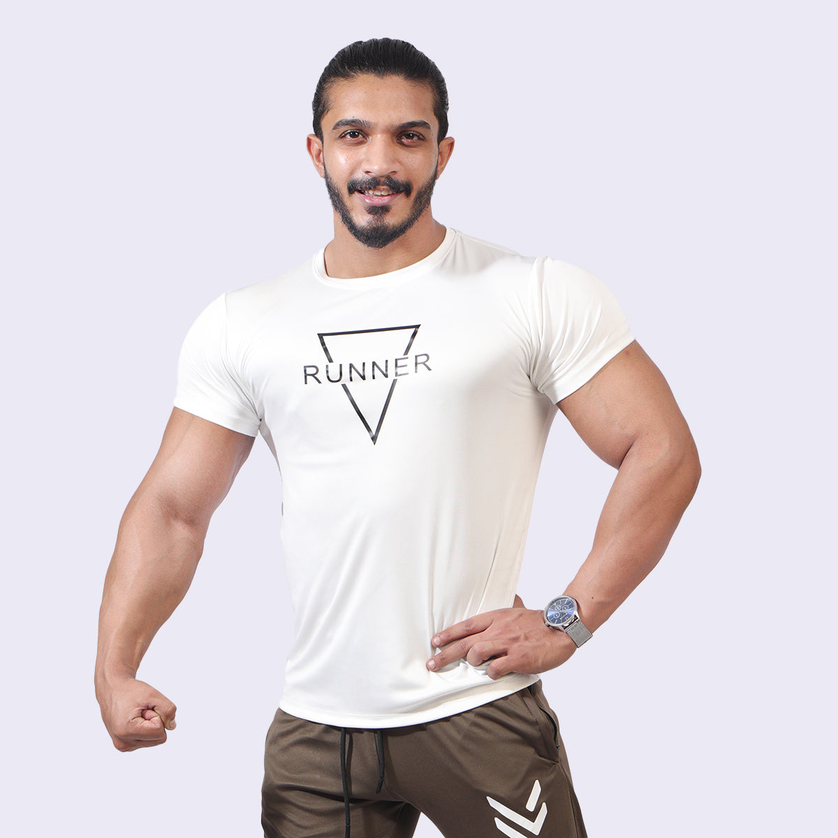 White RUNNER COMPRESSION TEE