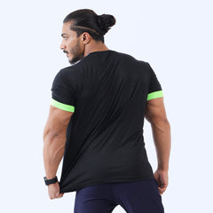 Black COMPRESSION TEE Lime Lining