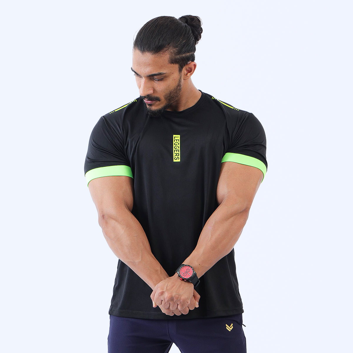 Black COMPRESSION TEE Lime Lining
