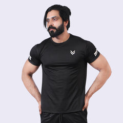 BLACK COMPRESSION TEE Shoulder Strips