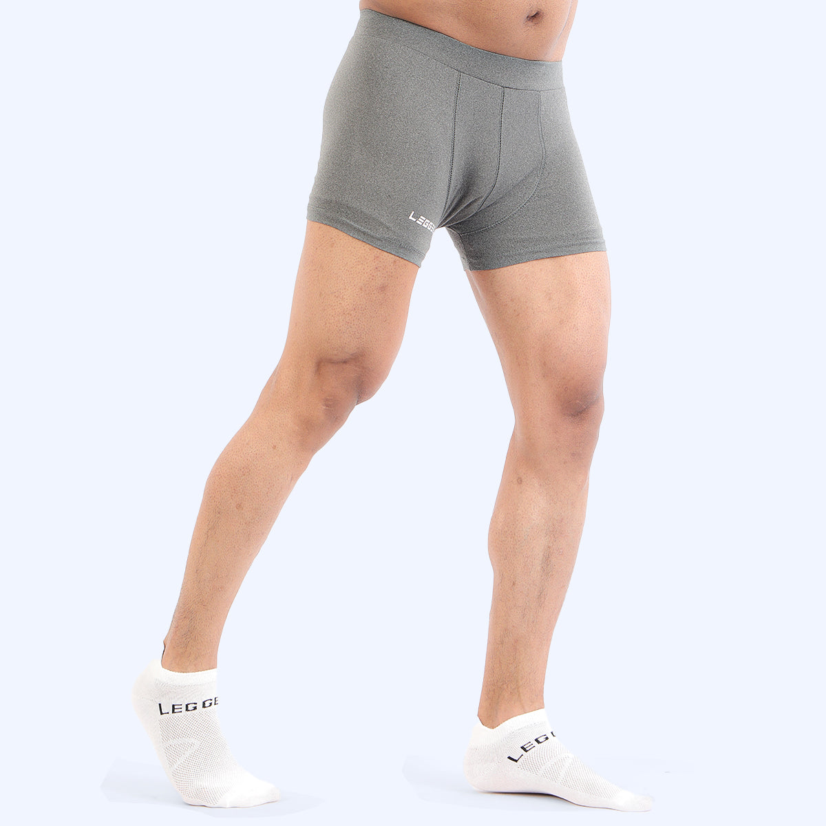 LEGGERS Gray Fashion Waistband Knit Boxer Trunk