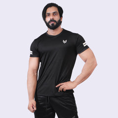 BLACK COMPRESSION TEE Shoulder Strips