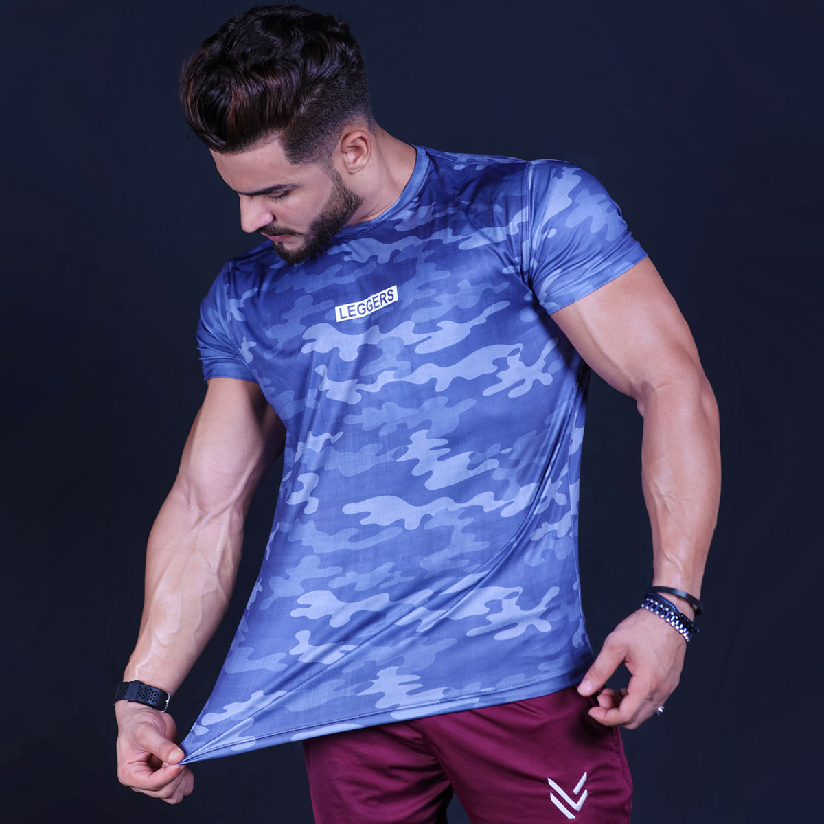 NAVY Camouflage COMPRESSION TEE