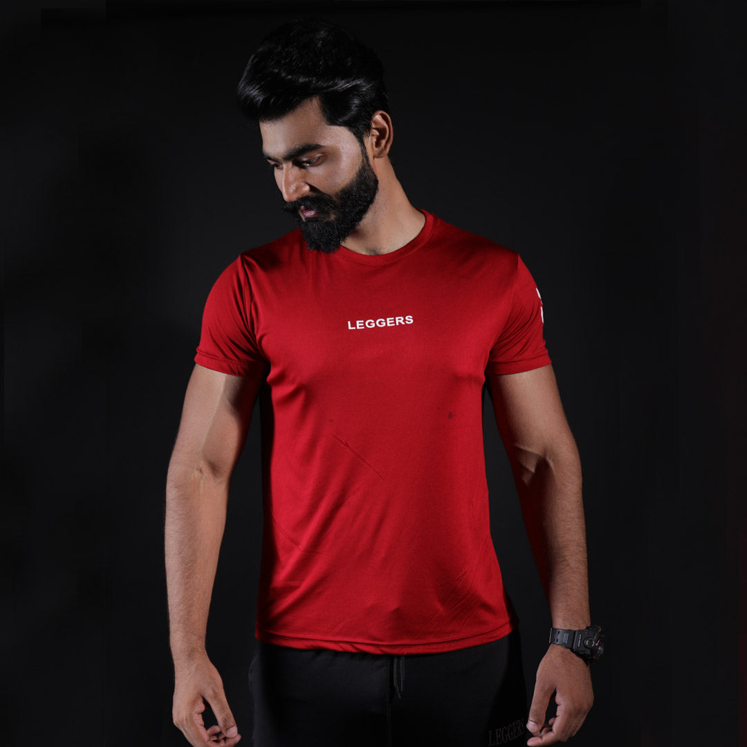 RED HALF SLEEVES COMPRESSION TEE